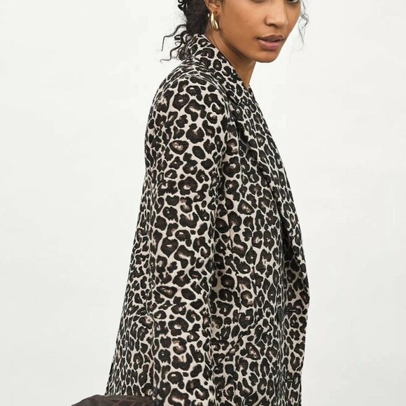 NEW! with tags Anthropologie Longline Leapord Blazer size 0 - Picture 9 of 9